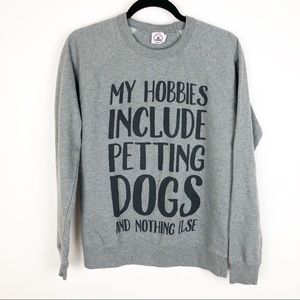 DELTA Hobbies Include Petting Dogs Gray Sweater‎ S